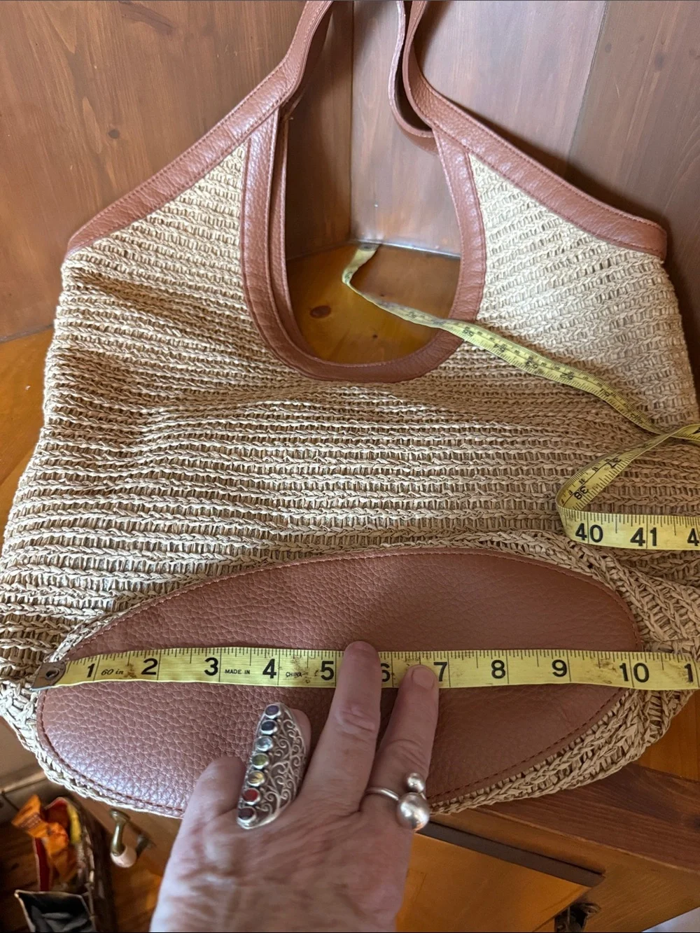 Banana Republic Factory Straw Hobo Tote Bag Woven Summer Beach Carryall tan